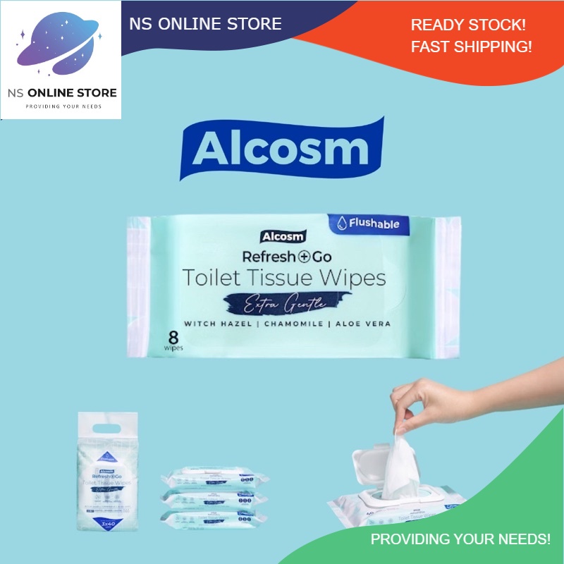 ALCOSM Multipurpose Toilet Wet Wipes AntiBacterial Sanitizing Wet