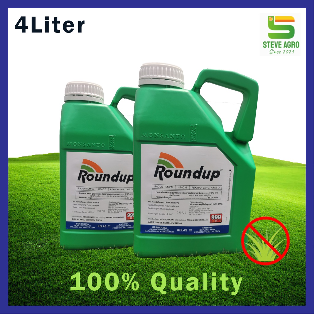 Monsanto Roundup 4L Glyphosate 41%(Herbicide / Racun Rumput) *READY ...