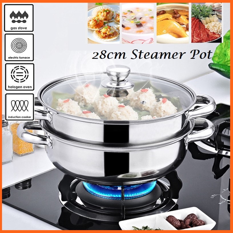 Periuk Masak Periuk Kukus Pengukus Steam Pot 2 Layer Stainless Steel ...