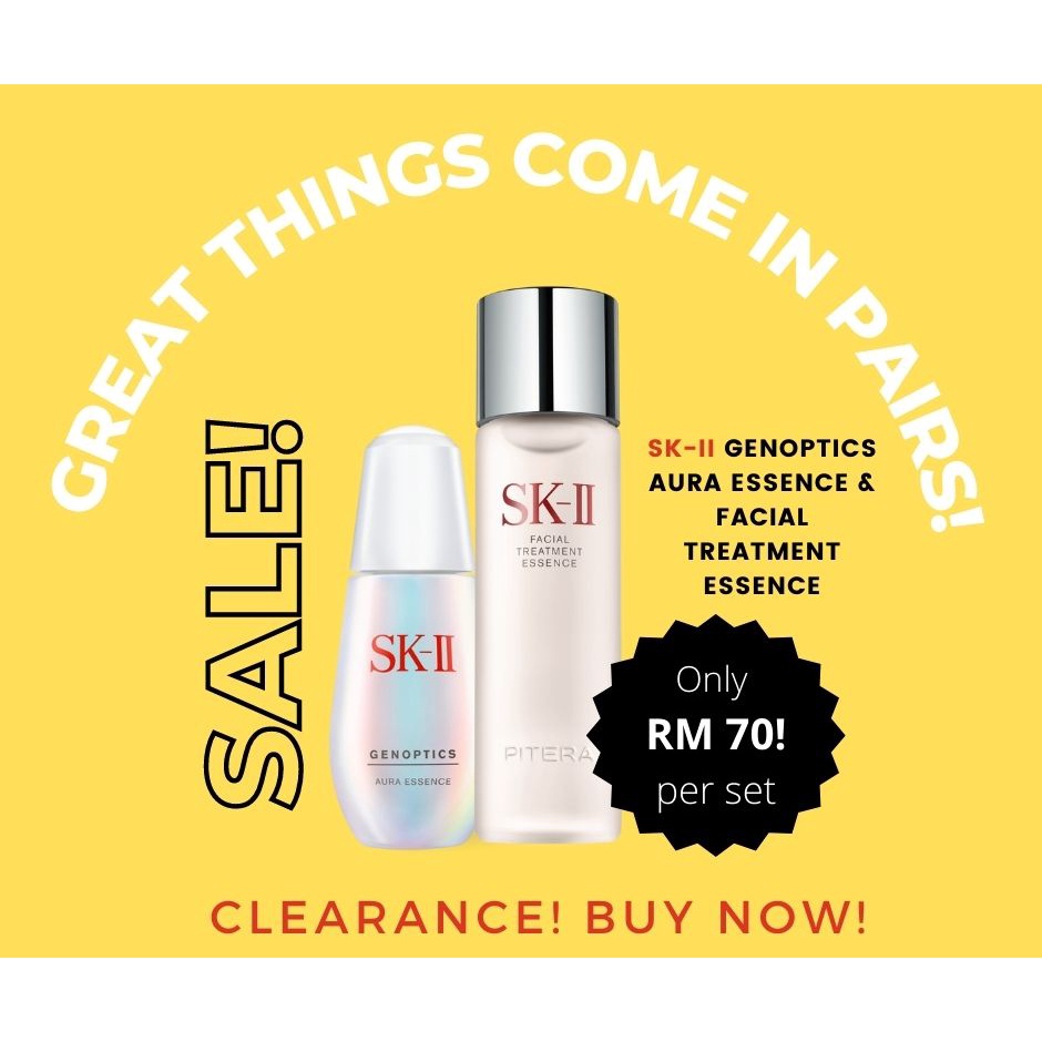 SK'II Set Facial Treatment Essence Pitera & Genoptics Aura Essence ...