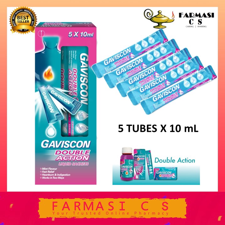 Gaviscon Double Action Liquid Sachet 5 x 10ml EXP01/2026 (Fast