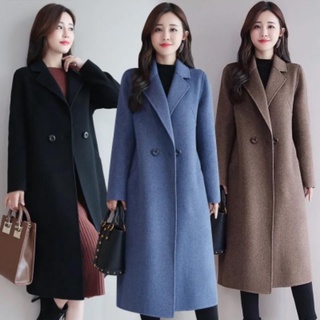 Plaid Long Coat Women Autumn Winter Fashion Korean Casual Long Woolen Coats  Female Overcoat Plus Size 5xl