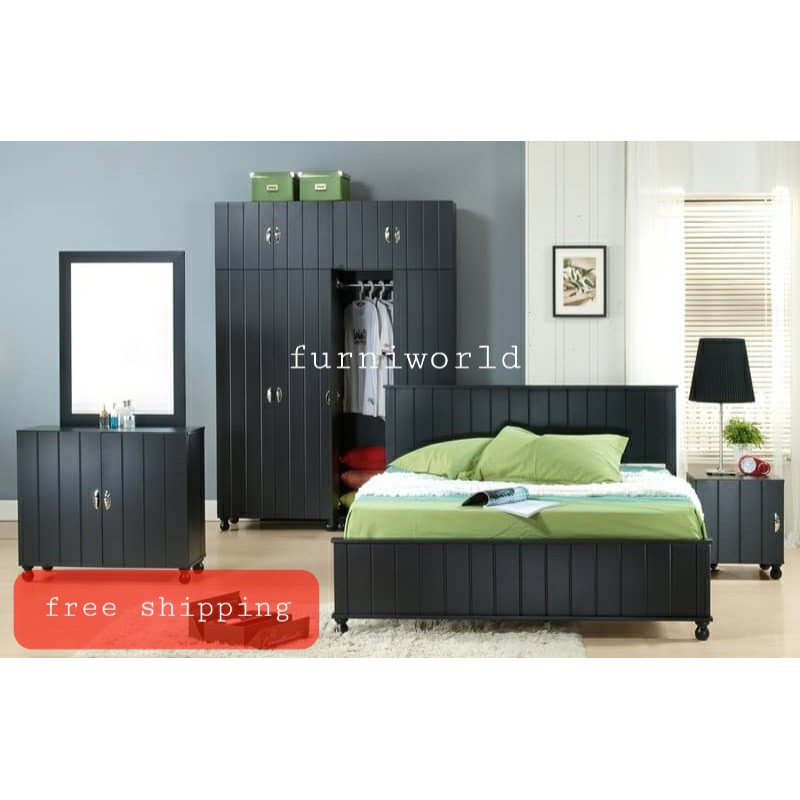 Bedroom Set 5 pcs white black Set Bilik Tidur Bilik tidur Set Bilik Tidur Queen Shopee Malaysia