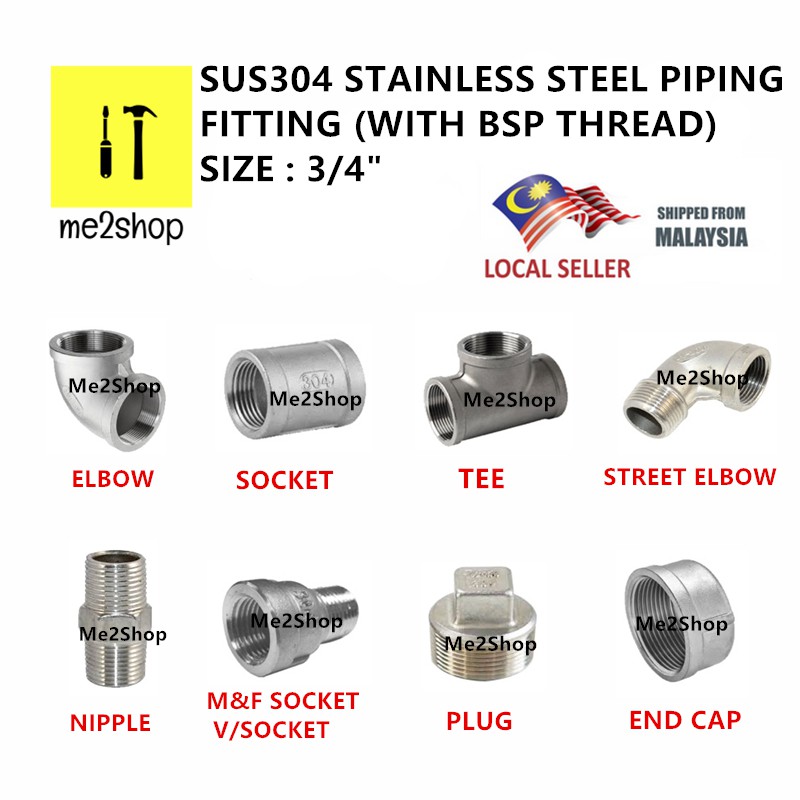 3/4 SUS304 STAINLESS STEEL PIPING FITTINGS / PIPE FITTING WITH