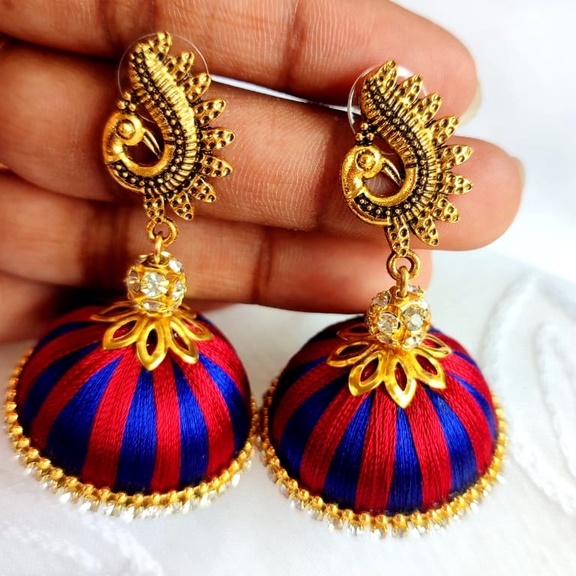 Silk thread earrings deals cost