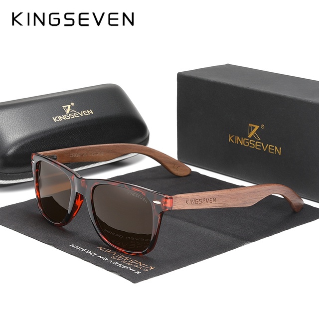 KINGSEVEN New Black Walnut Sunglasses For Men And Women Wood Polarized