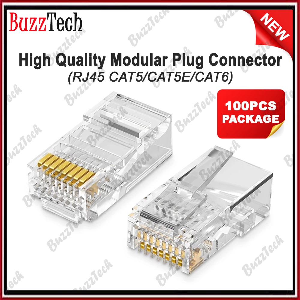 JNJ Technology 100pcs RJ45 CAT5 CTA6 Pass Modular Plug Network ...