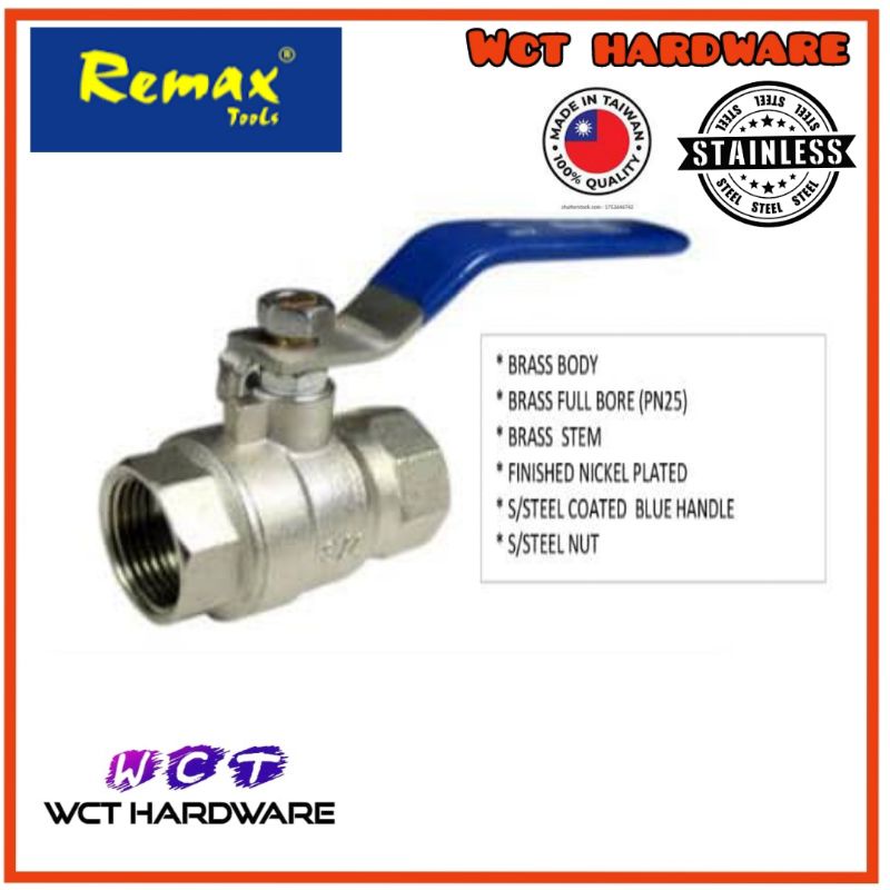 Remax Brass Ball Valve/ Stainless steel Handle Ball Valve 1/2