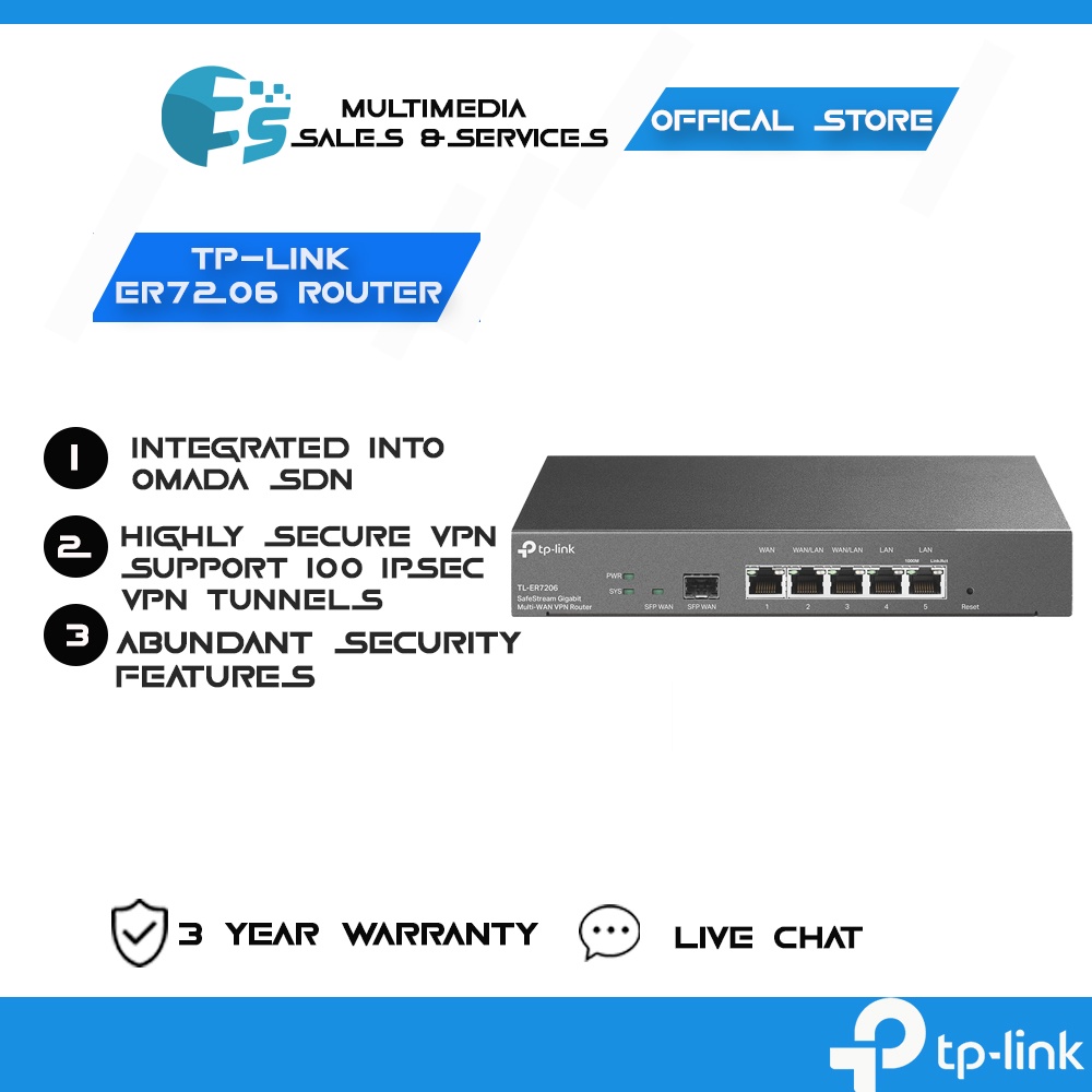 Tp-Link TL- ER7206 SafeStream Gigabit Multi-WAN VPN Router | Shopee ...