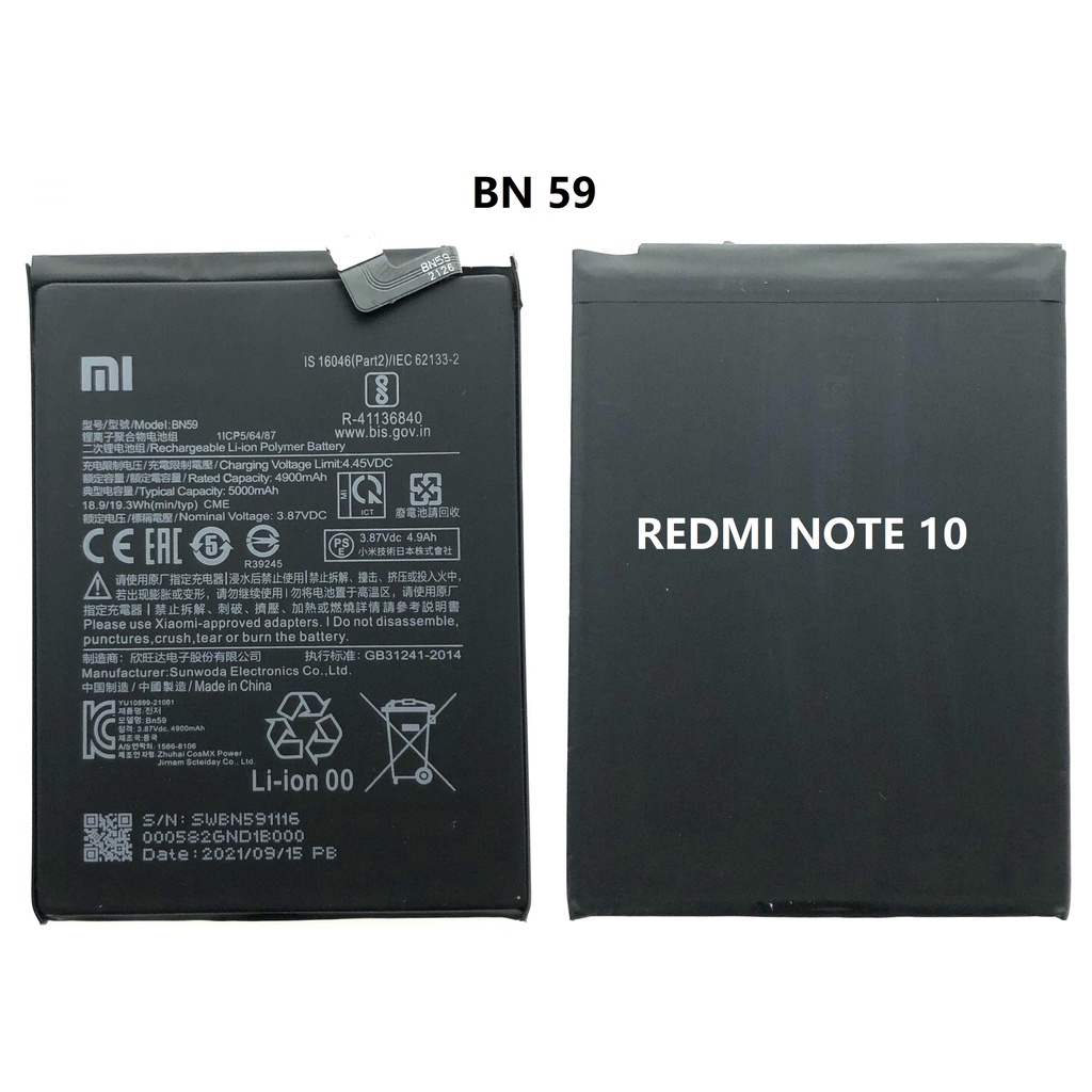 Xiaomi Redmi Note 10 Bn59 Battery 5000mah Grade A Shopee Malaysia 9781