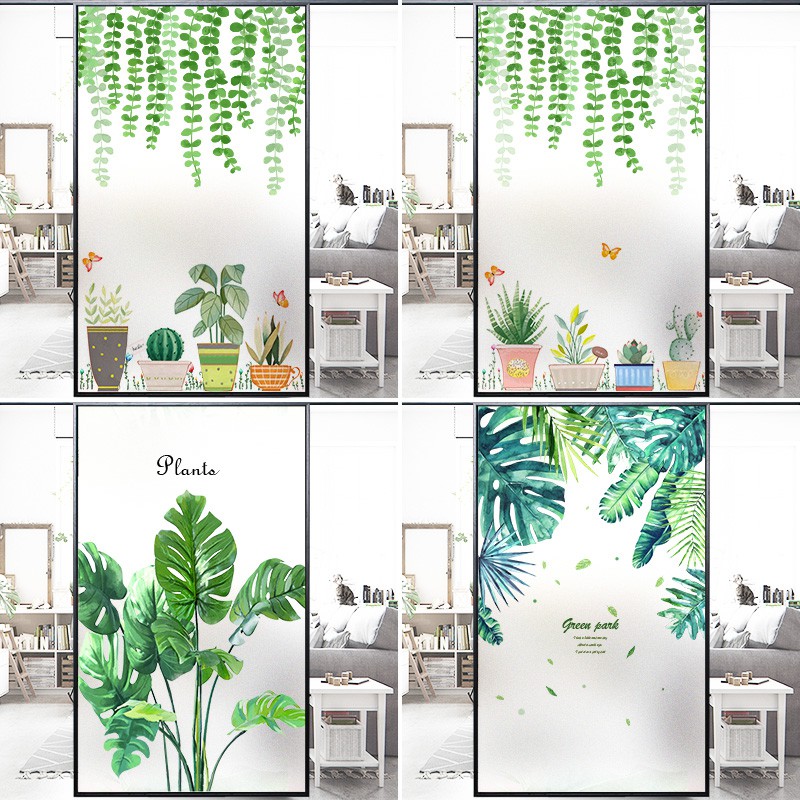 Window Film Privacy Green Plant Glass Sticker Window Cling DIY ...