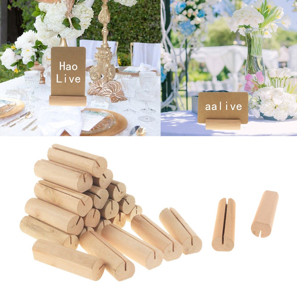 10/20pcs Rustic Wood Place Card Holders Wooden Holder Stand Card Photo