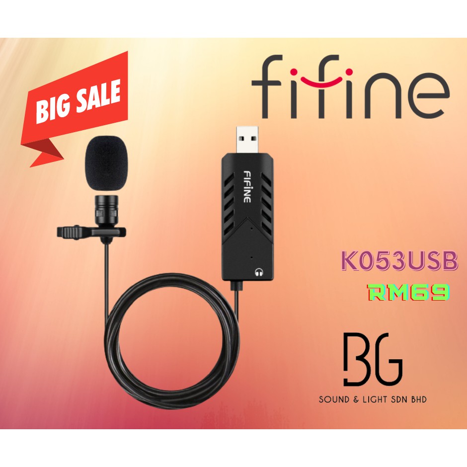 FIFINE K053 USB Lavalier Lapel Microphone, Fifine Clip-on Cardioid ...