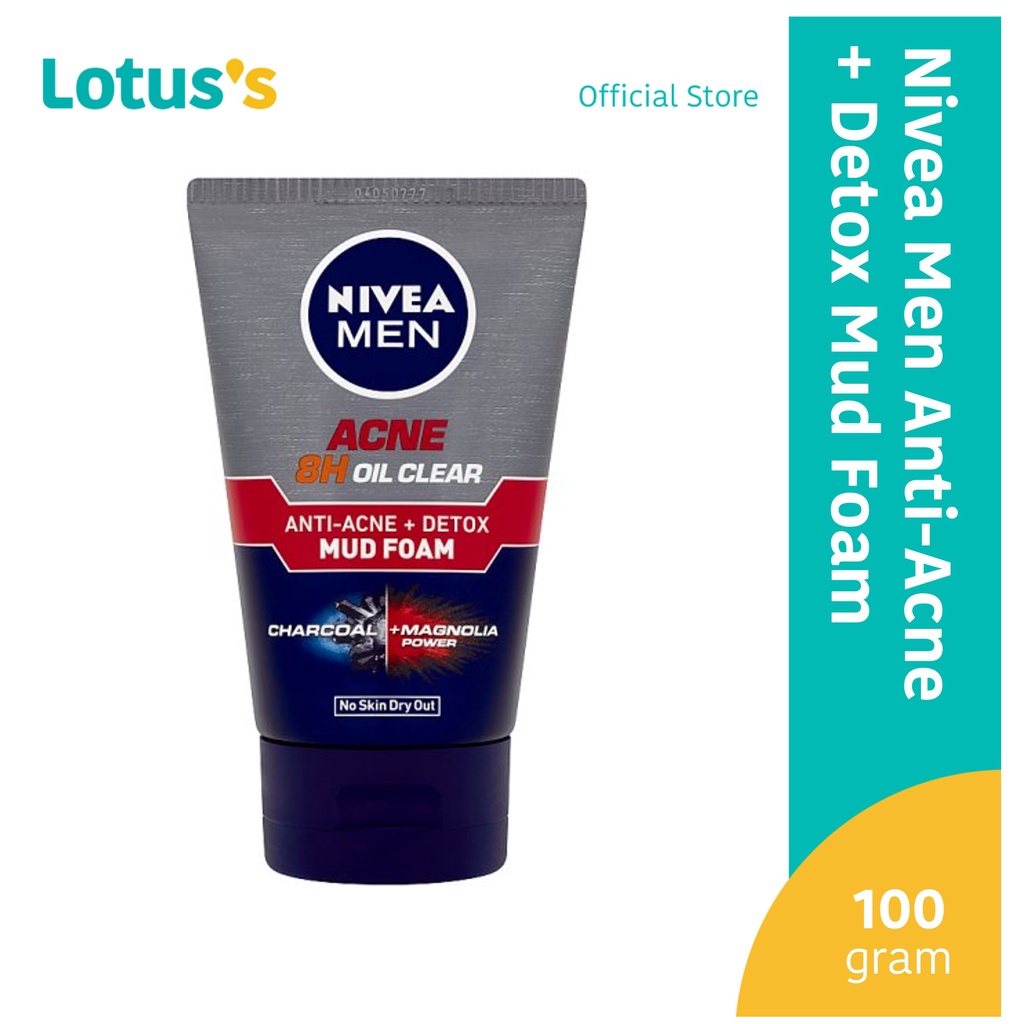 Nivea Men 8h Oil Clear Anti-Acne + Volcanic Mud Foam (100g) | Shopee ...