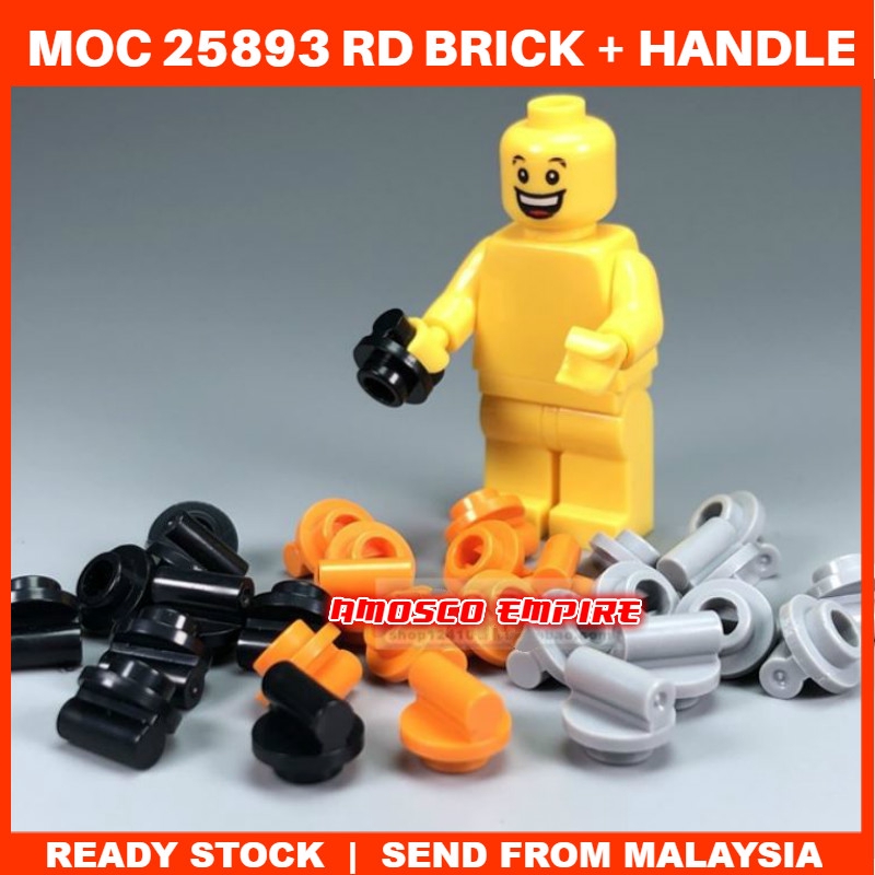 MOC 25893 ROUND BRICK WITH HANDLE PARTS MINIFIGURE ACCESSORIES 1X1 HAND HOLDER