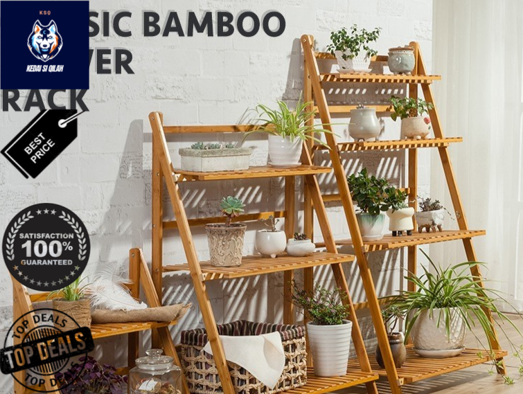 READY STOCK 3 Tier Bamboo Wooden Flower Garden Rack Potted Plant Stand ...