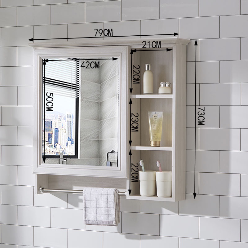 ELBathroom Mirror WallMounted Mirror Box with Shelf Bathroom