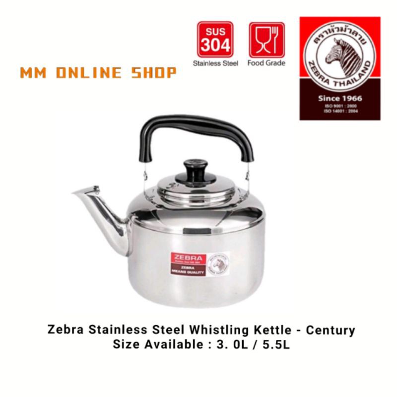 Zebra Stainless Steel Whistling Kettle Century 3.0L / 4.5L / 5.5L Shopee Malaysia