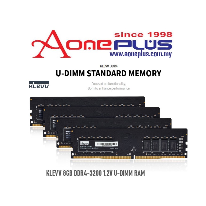 AONE PLUS SS2) KLEVV VALUE RAM 8GB/16GB/32GB DDR4-2666-3200 1.2V U