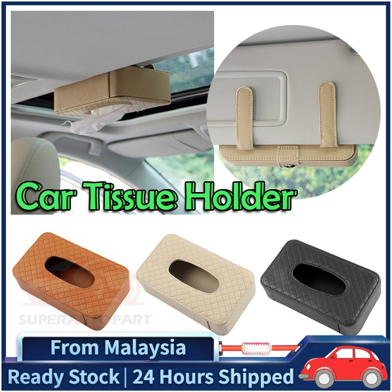 Car Tissue Box With Sun Visor Clip Napkin Holder Leather Car Paper Box ...