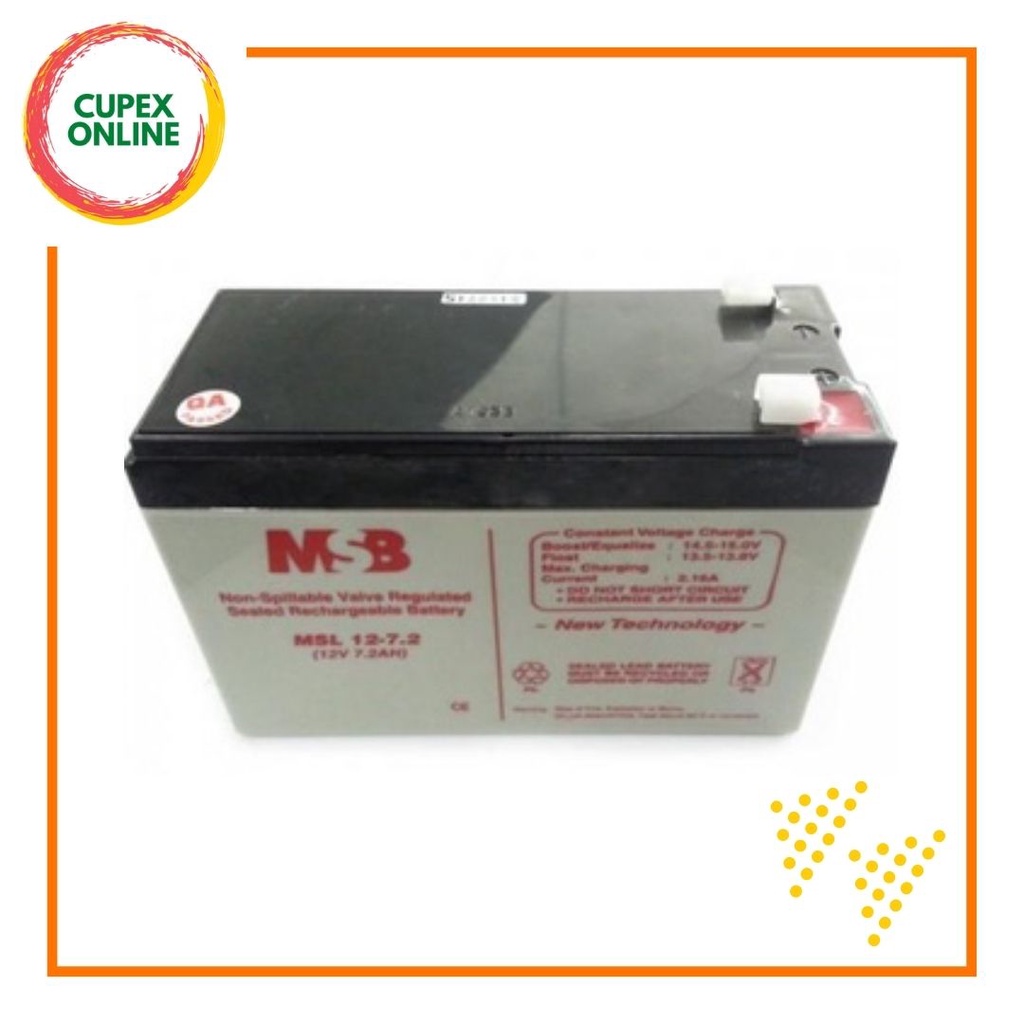 MSB MSL 12-7.2 MSL Series SLA Battery 12V 7.2AH (cupex) | Shopee Malaysia