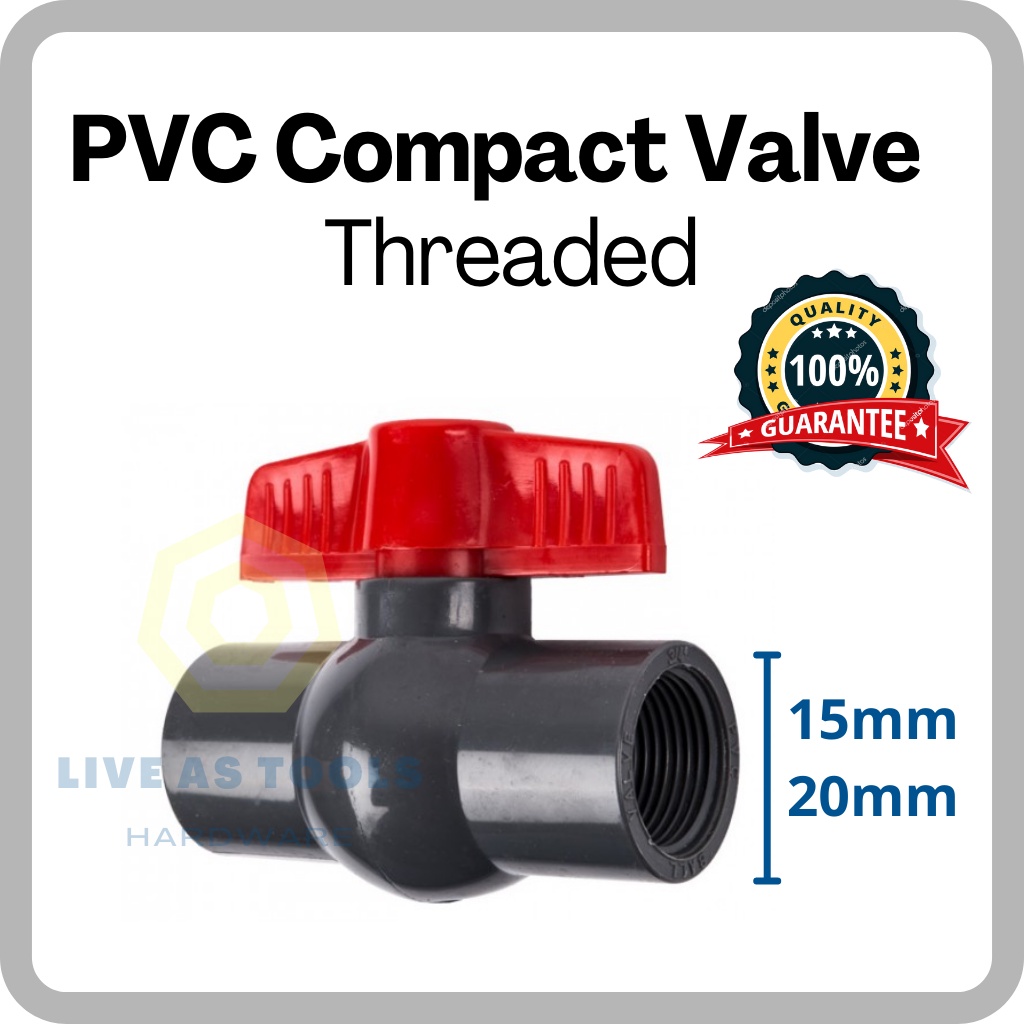 Compact Ball Valve PVC/ Red Handle Stopcock/ PVC Threaded Compact Ball ...