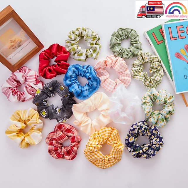 Elastic Scrunchies Hair Tie/Getah Rambut 纯色韩国流行大肠发圈 | Shopee Malaysia