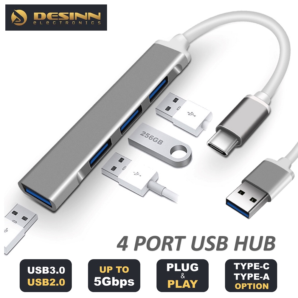 Mini USB Hub 4 Port USB 3.0 Hub 2.0 Hub Ultra Slim Portable Data Hub ...