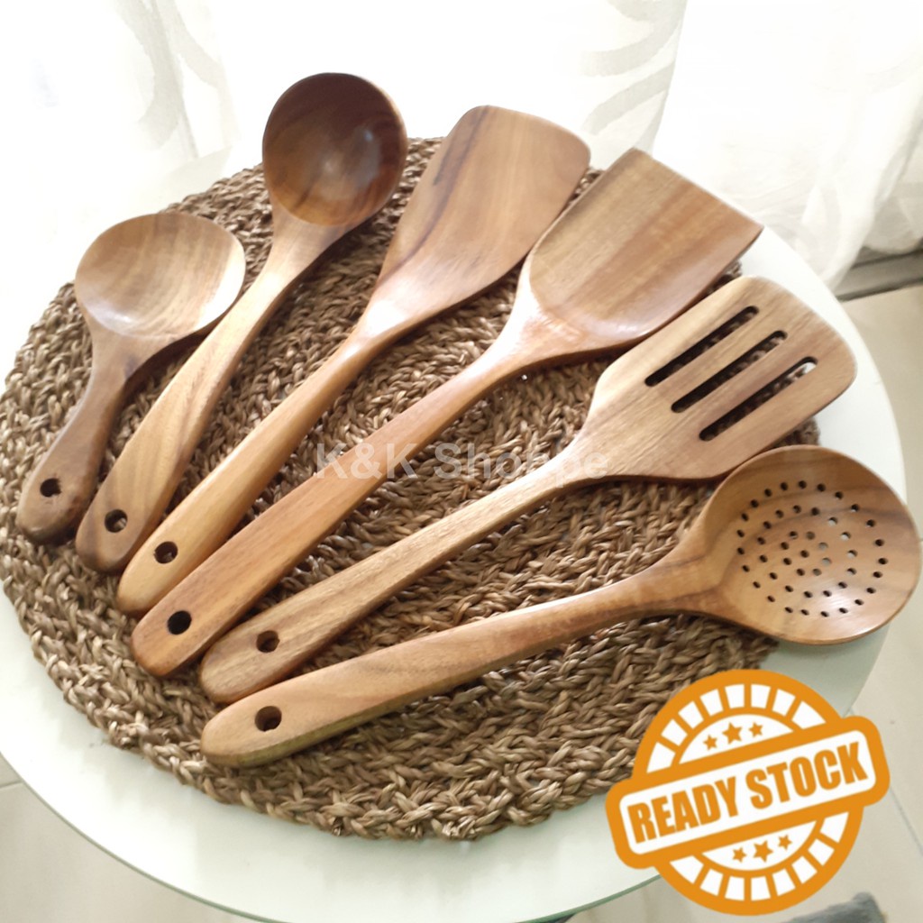 GO GREEN Bamboo Wood Spatula NonStick SENDUK BULUH Heat Resistant SUDIP KAYU SENDUK KAYU