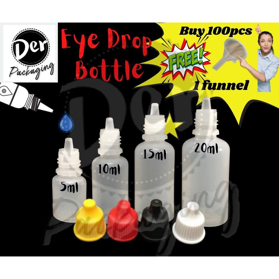 Squeezable Eye Drop Bottle, Eye Drop Dropper (5ml, 10ml, 15ml, 20ml