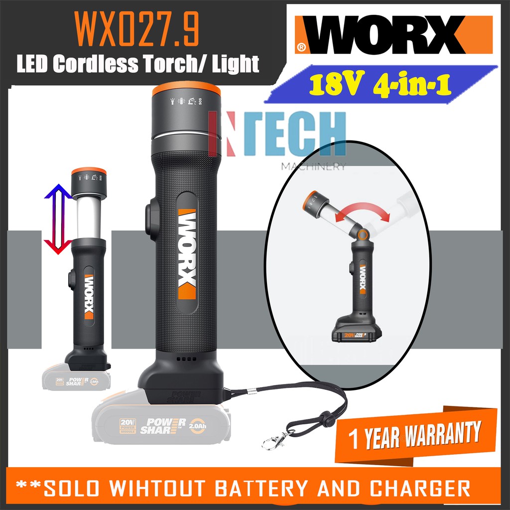 WORX WX027.9 WX0279 LED CORDLESS TORCH LIGHT SOLO WITHOUT