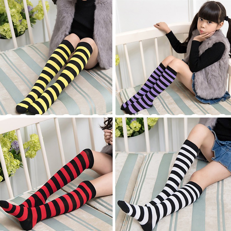 Girls striped knee socks discount