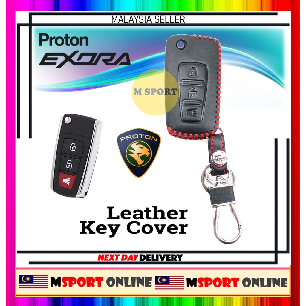 Proton Exora Flip Key Start Remote Leather Car Key Cover Case Shopee Malaysia