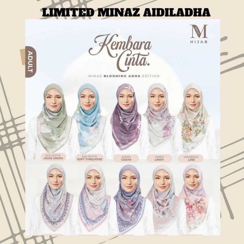 🔥SPECIAL GIFT🔥 MINAZ HIJAB BLOOMING SERIES RAYA HAJI BAWAL MINAZ RAYA ...