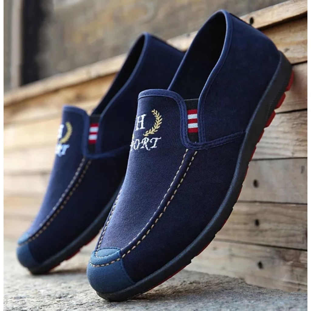 [ECOGROW] CLEARANCE! Men's Canvas Anti-slip Casual Korean Comfort  Breathable Shoes Loafers (With Shoe Box) Kasut Lelaki
