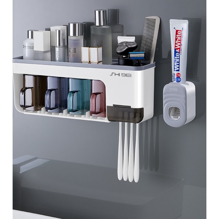 Toothbrush rack wall-mounted punch-free# toothbrush storage wall ...