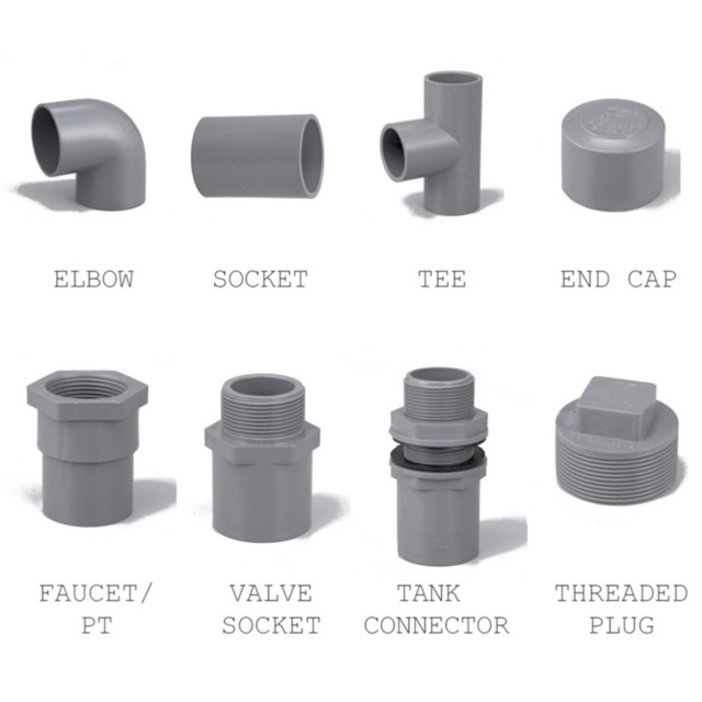 PVC Fitting Connector Socket Elbow Tee Valve Socket PT Socket End Cap ...