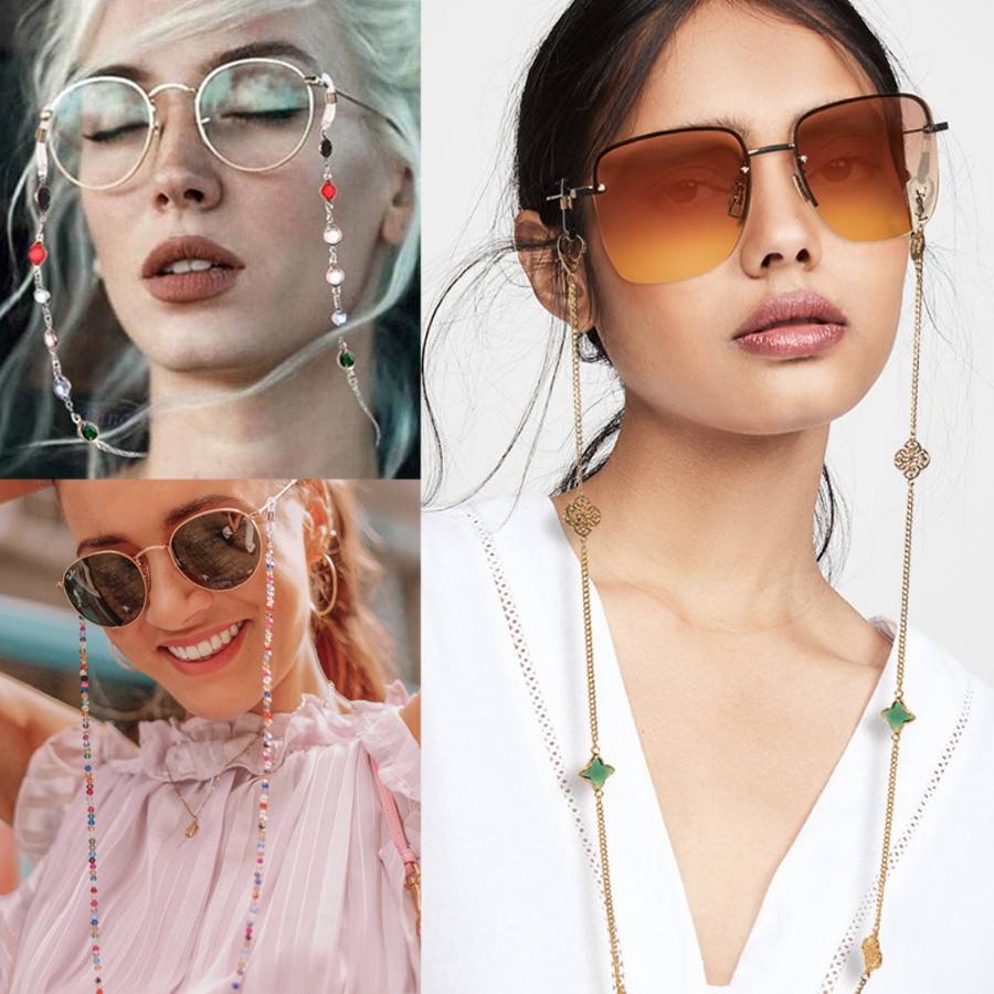Colorful Crystal Eyewear Chain Black Crystal Eyeglass Chain Shining ...