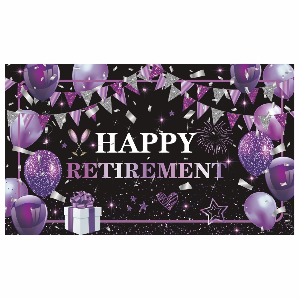 Purple Happy Retirement Decoration Banner,Large Happy Retirement Banner ...