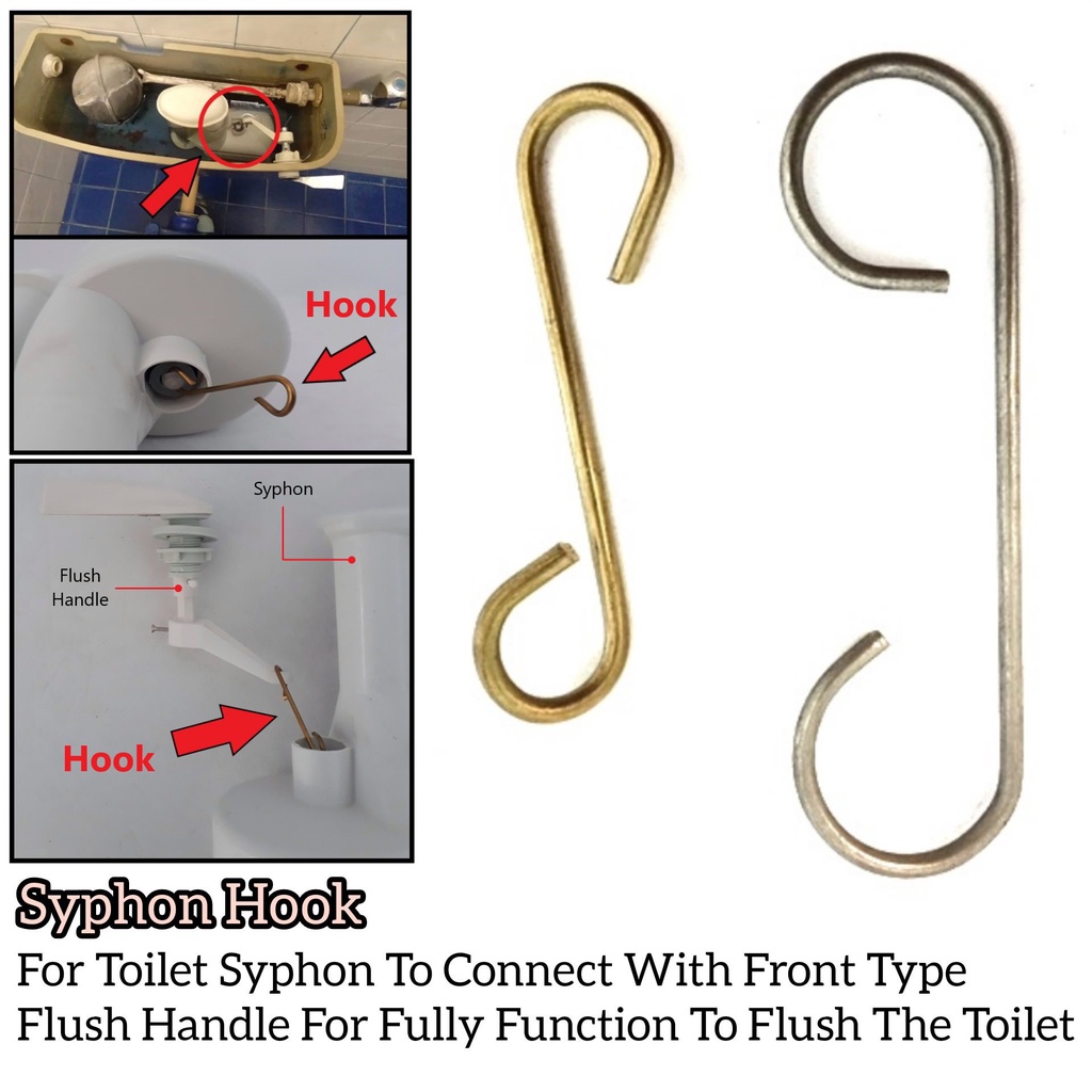 Solid Stainless Steel / Brass S Hook For Low Level Cistern Toilet Flush