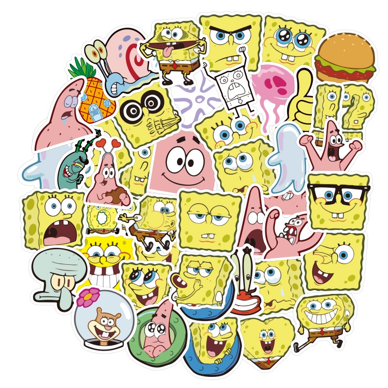 36pcs SpongeBob Cute Stickers Mini Reward Sticker Waterproof Cartoon ...