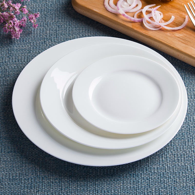 White Ceramic Dining Flat Plate | Shopee Malaysia