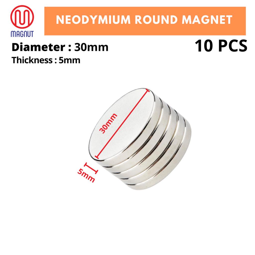 10pcs 30mm x 5mm Rare Earth Neodymium Round Magnet | Shopee Malaysia
