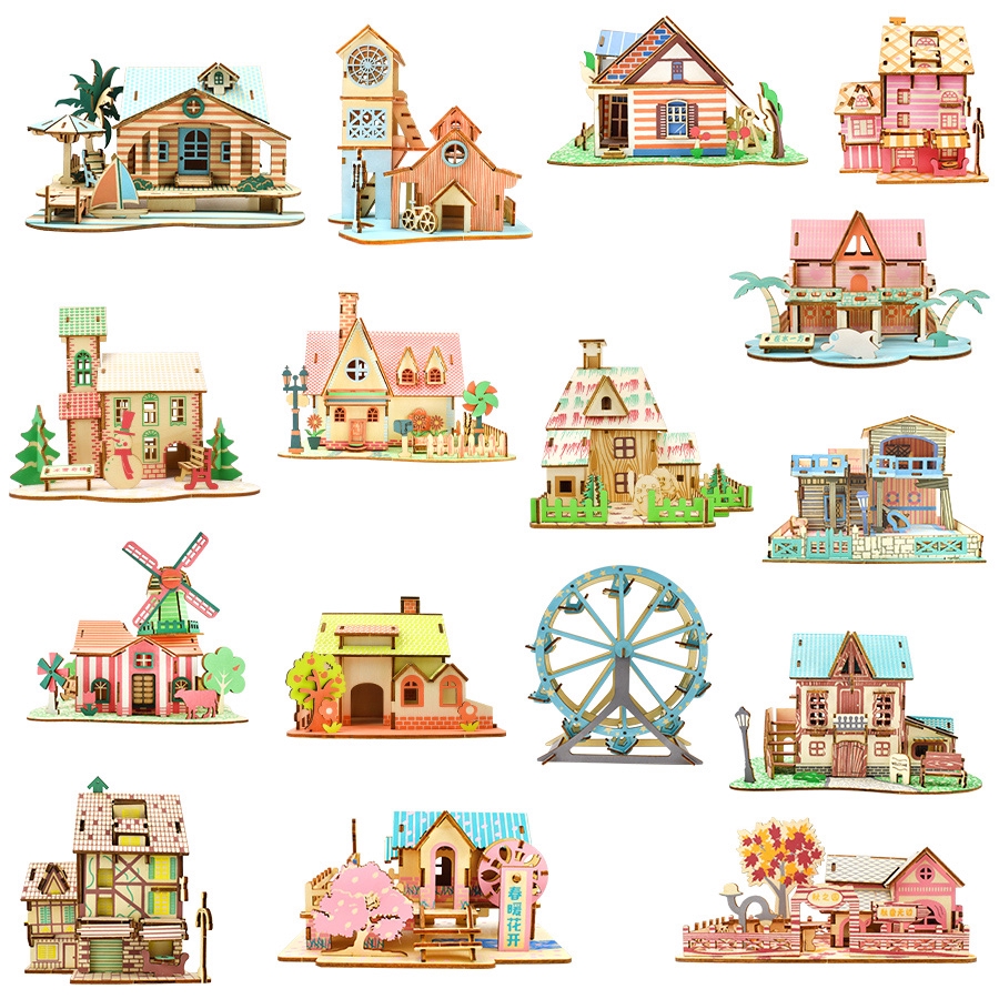 3D Puzzle Toys Jigsaw Architecture DIY Assembly Building House Model ...