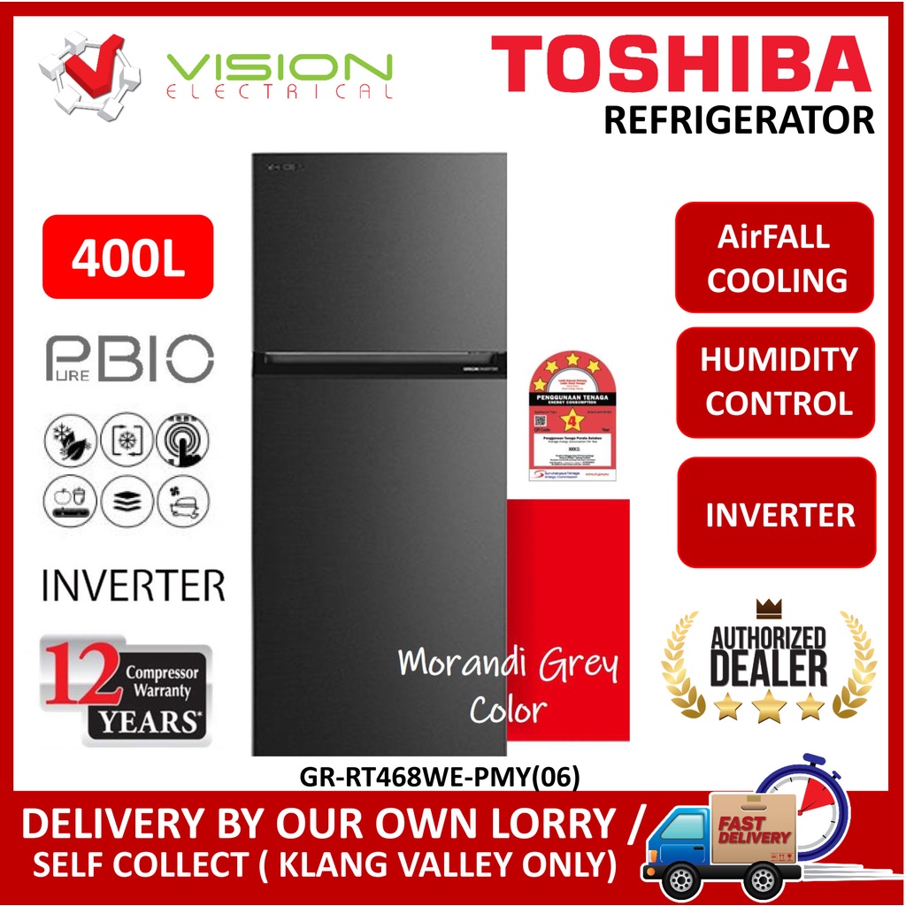 [Free Delivery + Basic Setup Klang Valley] TOSHIBA 400L 2 Door Inverter