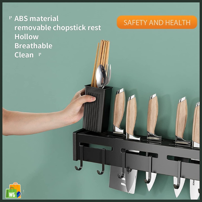 ( 60 Cm ) Knife Holder Towel Hanger Spatula Pots Hanging 6 Hooks