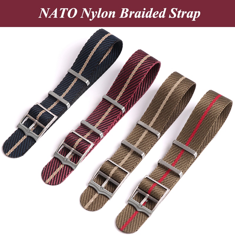 High Quality Nato Nylon Braided Watch Strap Replacement Canvas Nylon