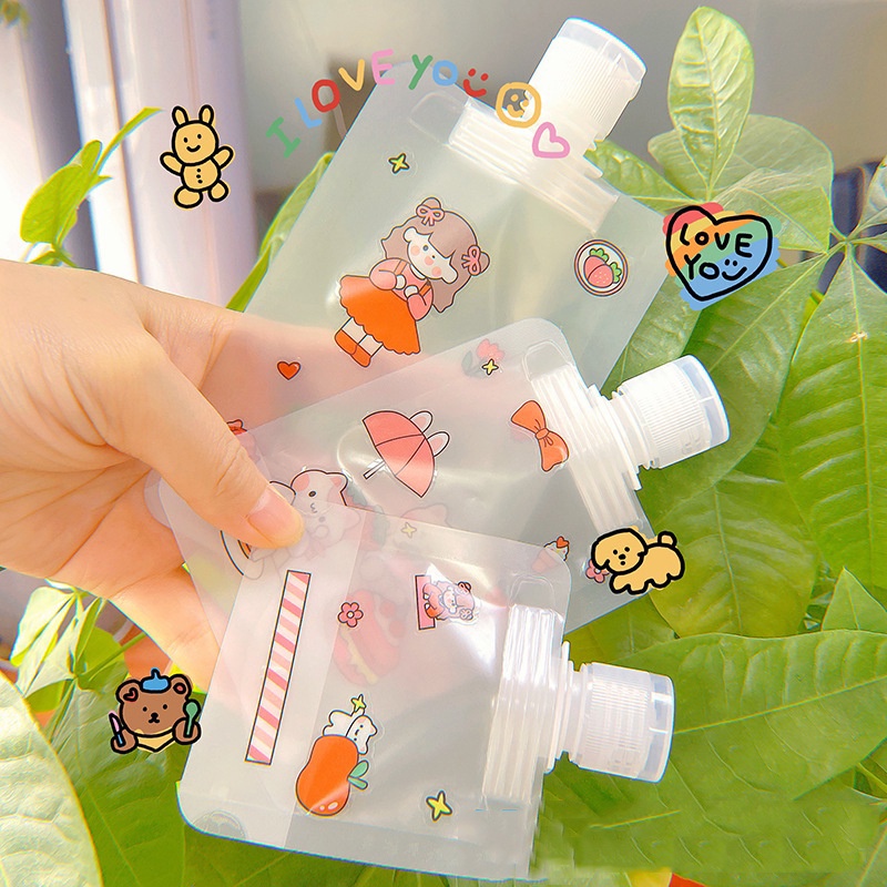 5Pcs Clear 30/50/100ml Flip-top Lotion Storage Bags Portable Reusable ...