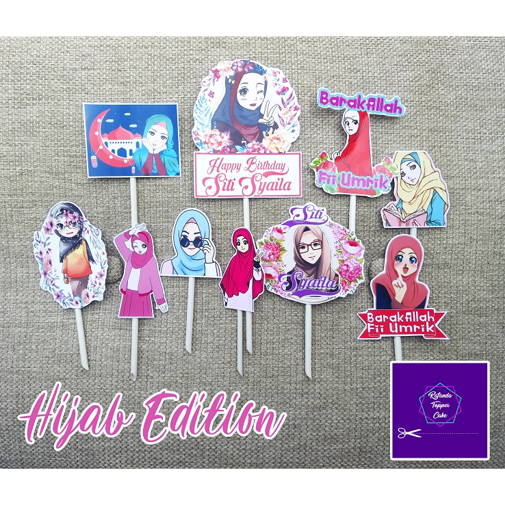 Hijab theme birthday cake Topper, free custom name | Shopee Malaysia