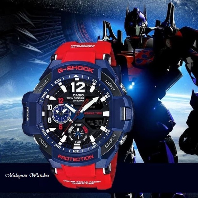 Original Casio G SHOCK GRAVITYMASTER GA 1100 2A OPTIMUS PRIME Twin Sensor Men s Resin Red Blue Watch